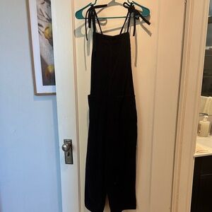 Black corduroy overalls